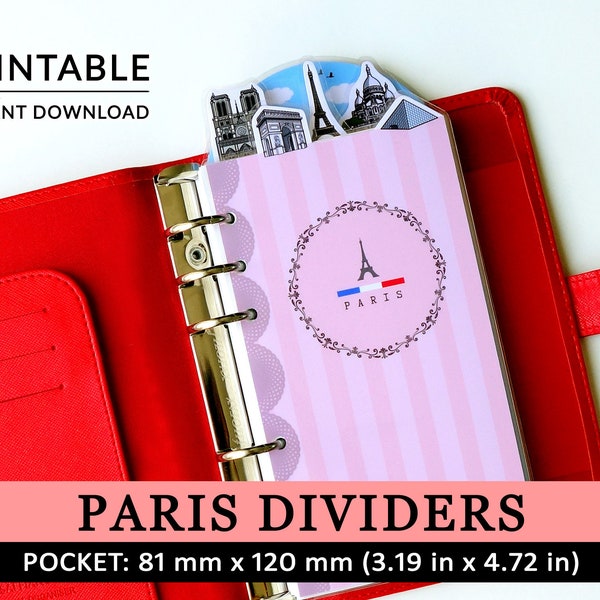 DRUCKBARE Taschenformat niedlich kawaii DIY Paris Planer Dashboard Divider Filofax Louis Vuitton MM Agenda Kikki K sofortiger Download