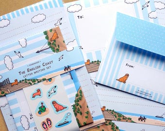 Cute English Coast letter writing paper beach stationery set handmade gift for writers