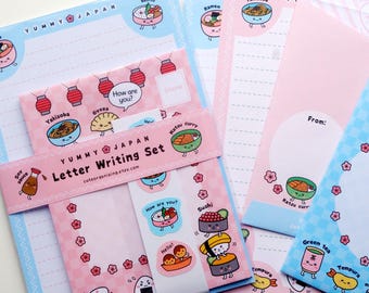 Cute Kawaii letter writing paper stationery set handmade ideal for kids children Japanese food sushi ramen gyoza katsu curry Tokyo gift