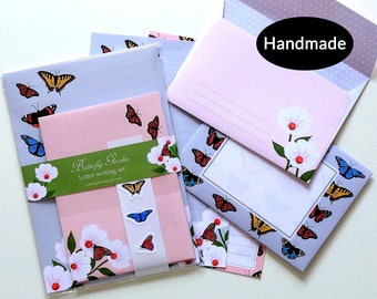 Butterfly Garden letter writing paper envelopes stickers stationery set illustrations