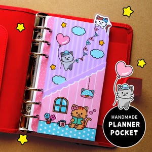 PRINTED laminated planner pocket cute cats Filofax Pocket Personal A5 | A6 | Kikki K | Louis Vuitton agenda