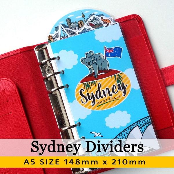 PRINTABLE A5 size Sydney Australia travel planner dividers Filofax A5 Louis Vuitton GM Kikki K Large