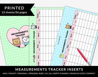 PRINTED body measurements tracker weight loss planner inserts Filofax | Louis Vuitton | Kikki.K | Gillio | Mulberry | Happy Planner