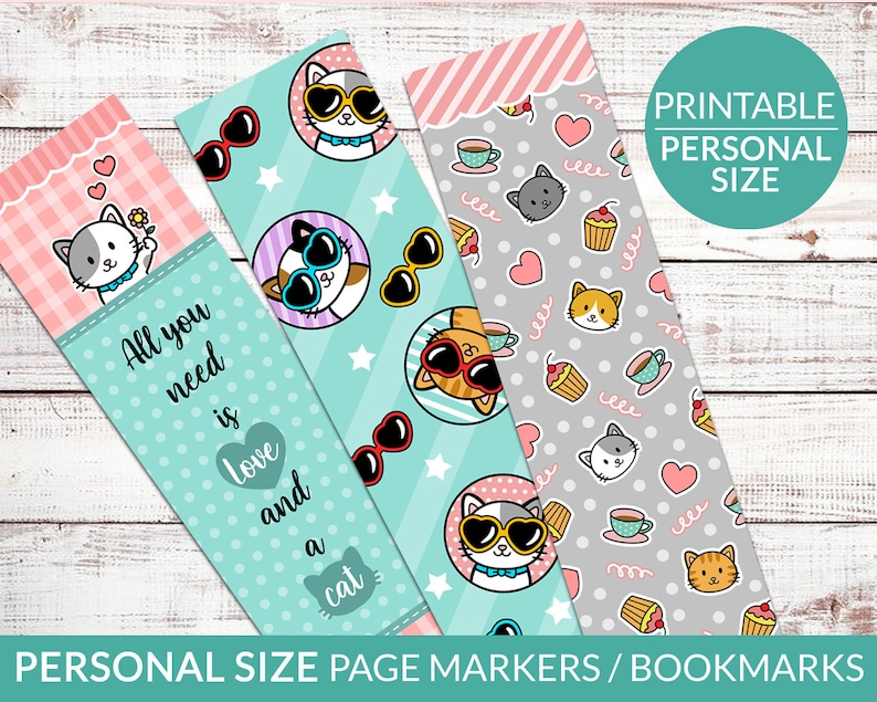 printable page markers bookmarks personal size cute kawaii