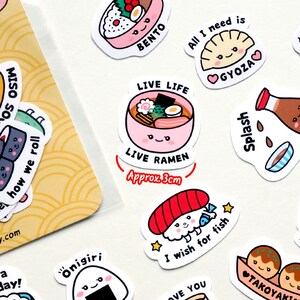 Cute kawaii Japanese food cuisine 19 pieces sushi ramen takoyaki miso gyoza bento dango onigiri matte stickers image 4