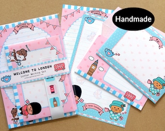 London writing paper cute cats stationery set handmade ideal for kids children boys and girls London-themed England Great Britain