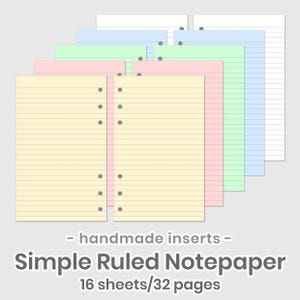 HANDMADE Printed ruled notepaper planner inserts Filofax Mini | Pocket | Personal | Personal Wide | A5 | A6 Gillio | Van der Spek | Mulberry