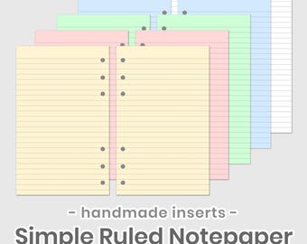 HANDMADE Printed ruled notepaper planner inserts Filofax Mini | Pocket | Personal | Personal Wide | A5 | A6 Gillio | Van der Spek | Mulberry