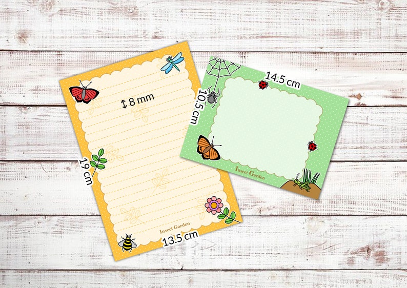 PRINTABLE Letter Writing Stationery Set Cute Bugs Insects Sheets Envelopes Instant Download ideal for children kids boys and girls image 3
