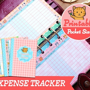 PRINTABLE Planner Refills Pocket Size Kitty Cat Expense Tracker Finance Filofax Pocket, Louis Vuitton PM, Kikki.K Small Planner