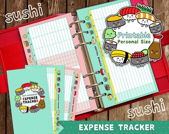 STAMPABILE Dimensioni personali Expense Tracker Cute Kawaii Sushi per Filofax Kikki.K Louis Vuitton Organizer Planner Download immediato