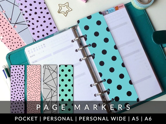 HANDMADE Planner Page Markers for Mini Pocket Personal Personal Wide A5 A6  