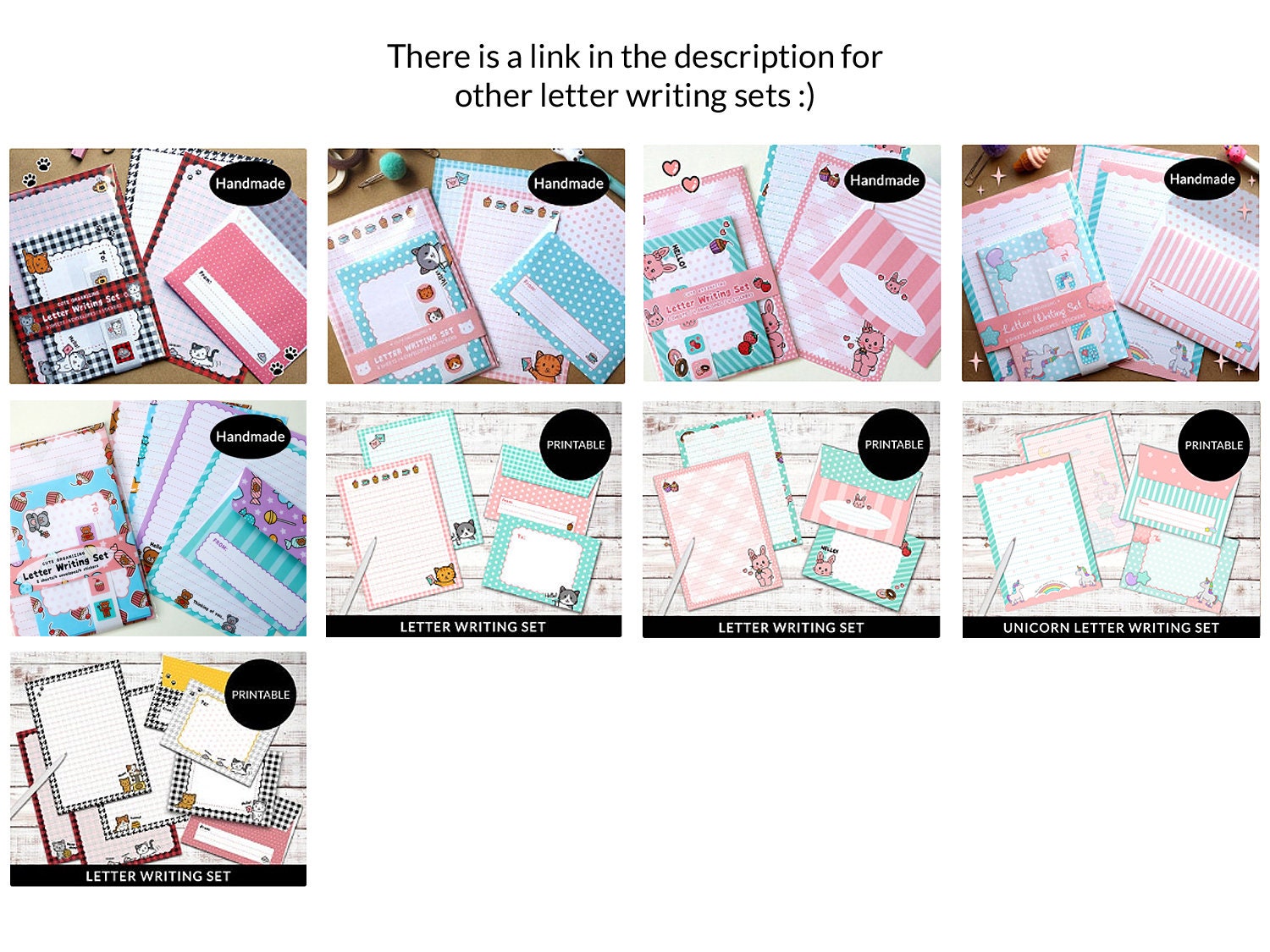 Cute bunny rabbit letter writing paper stationery set handmade | Etsy