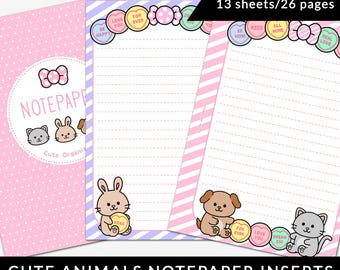 PRINTED cute kawaii kitty doggy notepaper planner inserts Filofax | Louis Vuitton | Kikki.K | Gillio | Mulberry