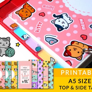PRINTABLE A5 size kitty planner dividers dashboards top and side tabs Filofax | Louis Vuitton gm agenda | Kikki. K Large