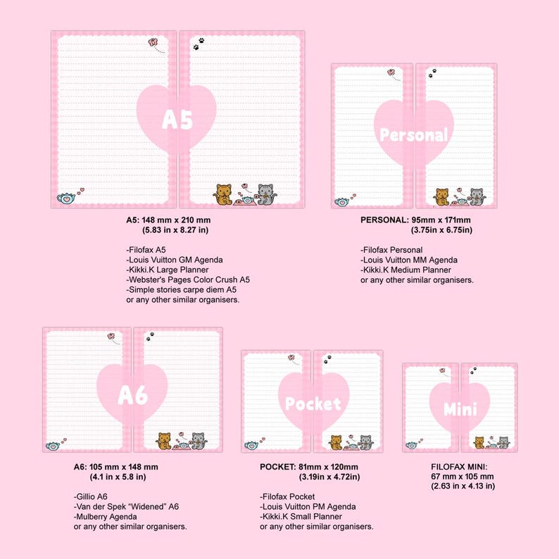 PRINTED notepaper planner inserts Filofax | Louis Vuitton | Kikki.K | Gillio | Mulberry |Van der Spek image 3