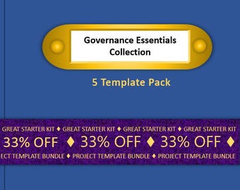 Governance Essentials Collection | 5 Project Management Templates | IT Project Management | Microsoft Word & Excel