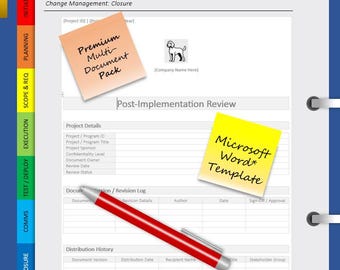 Post-Implementation Review Template | PIR Template | Project Closure Report | IT Project Management | Includes User Guide + Complete Exmple