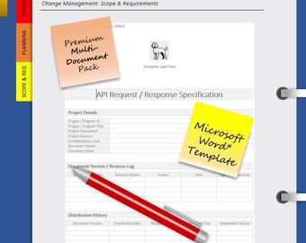API Request / Response Spec | Technical Design Document | Project Management | Microsoft Word | User Guide + Completed Example Included