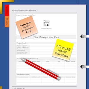 Risk Management Plan Template | IT Project Management | Risk Mitigation | Microsoft Word | Includes User Guide + Completed Example PDF