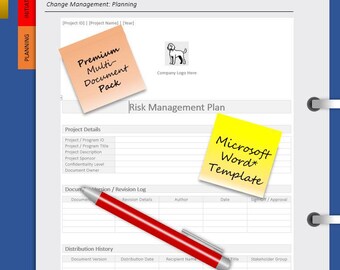 Risk Management Plan Template | IT Project Management | Risk Mitigation | Microsoft Word | Includes User Guide + Completed Example PDF