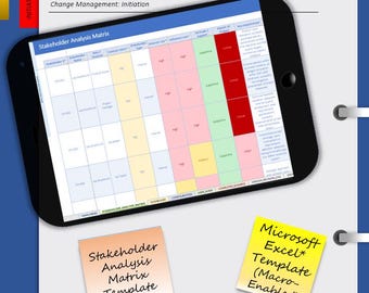 Stakeholder Analysis Template | IT Project Management | Microsoft Excel (Macro-Enabled) | User Guide, Dashboard & Completed Example Included