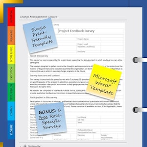 Project Management | Project Feedback Survey Template | Project Stakeholder Survey |  Print-Friendly | Microsoft Word