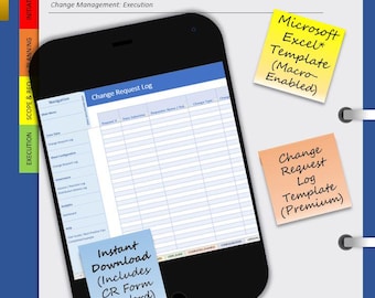 Change Request Log Template | IT Project Management | Microsoft Excel (Macro-Enabled) | User Guide, Dashboard & Completed Example Included