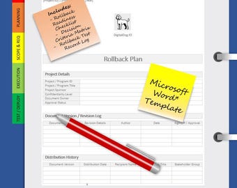 Rollback Plan Template | IT Project Management | Microsoft Word | Includes User Guide + Completed Example PDF