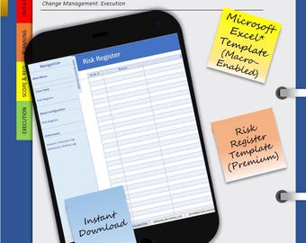 Risk Register Template | IT Project Management | Microsoft Excel (Macro-Enabled) | User Guide, Dashboard & Completed Example Included
