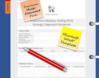 PVT Strategy Template | Project Management | Microsoft Word | Includes User Guide + Completed Example PDF