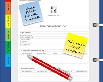 Communications Strategy Template | IT Project Management | Print-Friendly | Microsoft Word