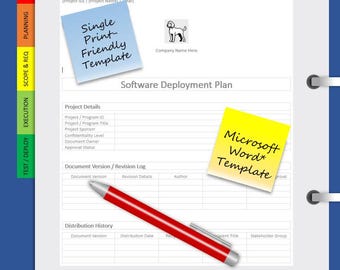 Software Deployment Plan Template | IT Project Management | Print-Friendly | Microsoft Word