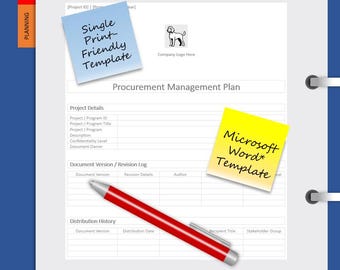 Procurement Management Plan | IT Project Management | Print-Friendly | Microsoft Word