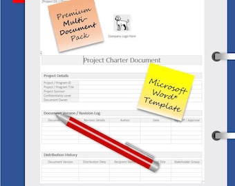 Project Charter Template | Project Management | Microsoft Word | Includes User Guide + Completed Example PDF