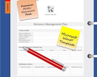 Resource Management Plan | IT Project Management | Microsoft Word | Includes User Guide + Completed Example PDF