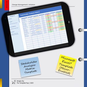 Stakeholder Analysis Matrix Template | Project Management | Macro-Enabled | Microsoft Excel