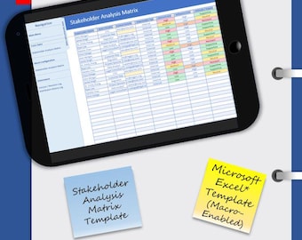 Stakeholder Analysis Matrix Template | IT Project Management | Microsoft Excel (Macro-Enabled)
