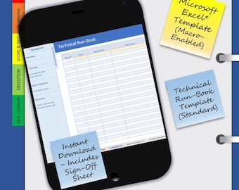 Technical Run-Book Template | IT Project Management | Software Deployment | Microsoft Excel (Macro-Enabled)