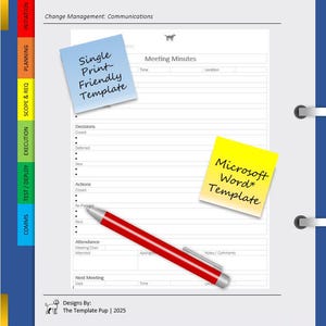Meeting Minutes Template | IT Project Management | Print-Friendly | Microsoft Word