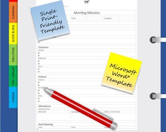 Meeting Minutes Template | IT Project Management | Print-Friendly | Microsoft Word