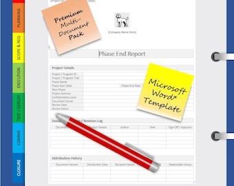Phase End Report Template Pack | IT Project Management | Microsoft Word | Includes User Guide + Completed Example PDF