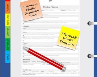 Meeting Minutes Template | IT Project Management | Microsoft Word | Includes User Guide + Completed Example PDF