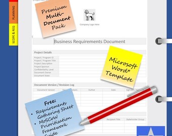 Business Requirements Document Template | BRD Pack | Project Management | Microsoft Word | Includes User Guide + Completed Example PDF