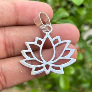 Sterling Silver Lotus Pendant | Handmade Lotus Flower Charm | Spiritual Yoga Jewelry | Boho Meditation Necklace | Gift for Her | Zen Jewelry