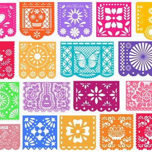 Papel Picado Svg, Papel Picado Clipart, Mexican Svg, Papel Picado Banner, Fiesta Bunting, Dia De Los Muertos, Instant Download