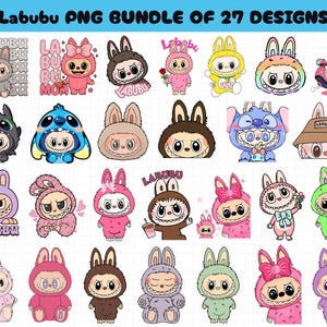 Labubu Designs SVG Bundle, Labubu Clipart, Labubu PNG, Uroczy wektor Labubu, Postać z kreskówki SVG, Pliki Cricut Cut, Pobieranie cyfrowe, Labubu