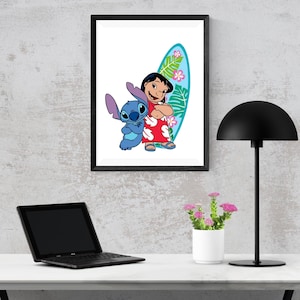 Lilo och Stitch akvarell Clipart, Lilo & Stitch Clipart, söt Lilo PNG, Stitch PNG, ängel PNG, handritad Stitch Lilo, akvarell Cliparts bild 9