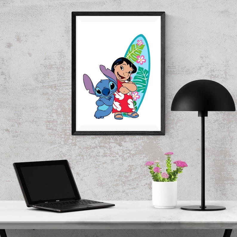 Lilo och Stitch akvarell Clipart, Lilo & Stitch Clipart, söt Lilo PNG, Stitch PNG, ängel PNG, handritad Stitch Lilo, akvarell Cliparts bild 9
