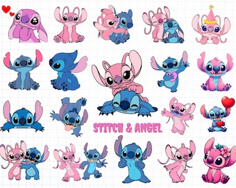 Stitch and Angel Svg Png Bundle, Stitch Tshirt Mug Cup, Stitch Svg, Png, Stitch Love Svg, Angel, Stitch With Angel Svg , Stitch Couple Svg
